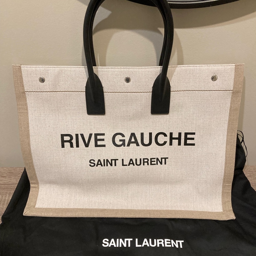 Saint Laurent Canvas/Leather Tote Bag